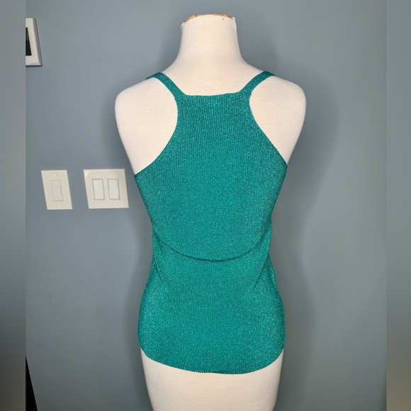 NWOT Teal Sparkly Racer Back Knit Top - Picture 3 of 4
